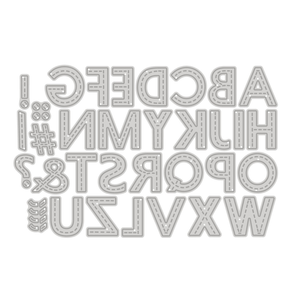 Set of cutting dies - DpCraft - Alphabet with stitching, 33 pcs
