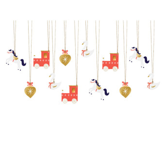 Gifts tags with string, Choo Choo - 12 pcs