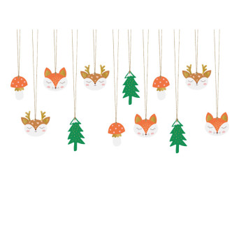 Gifts tags with string, Winter Forest - 12 pcs