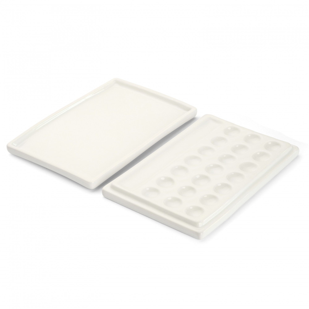 Porcelain painting palette with lid - Renesans - rectangular, 22 wells