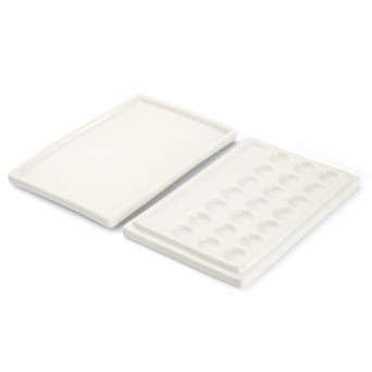 Porcelain painting palette with lid - Renesans - rectangular, 22 wells