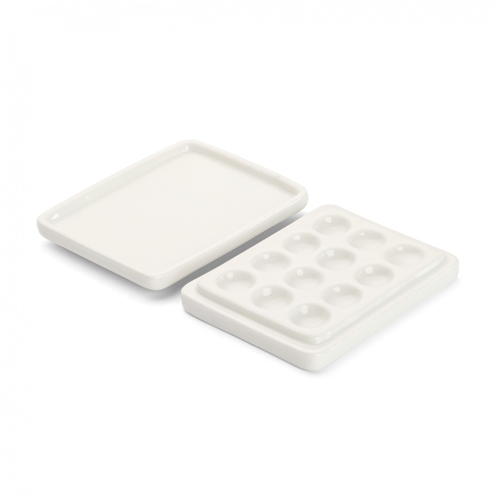 Porcelain painting palette with lid - Renesans - rectangular, 12 wells
