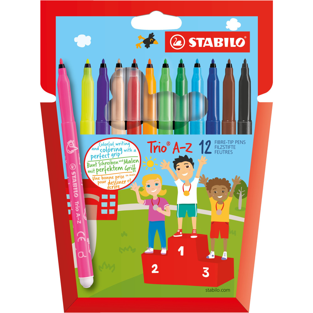 Zestaw flamastrów Trio A-Z - Stabilo - 12 kolorów