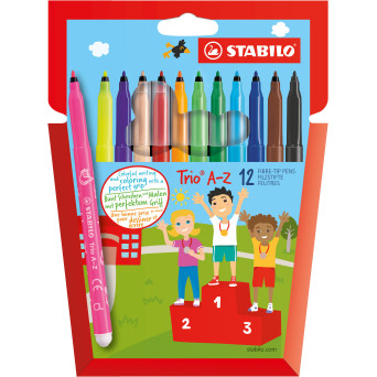 Zestaw flamastrów Trio A-Z - Stabilo - 12 kolorów