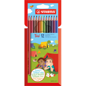 Zestaw trójkątnych grubych kredek Trio - Stabilo - 12 kolorów