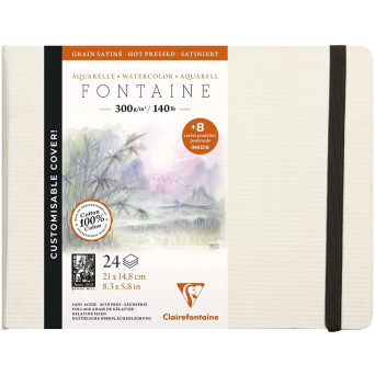 Szkicownik do akwareli Fontaine Watercolour - Clairefontaine - hot pressed, A5, 300 g, 24 ark.