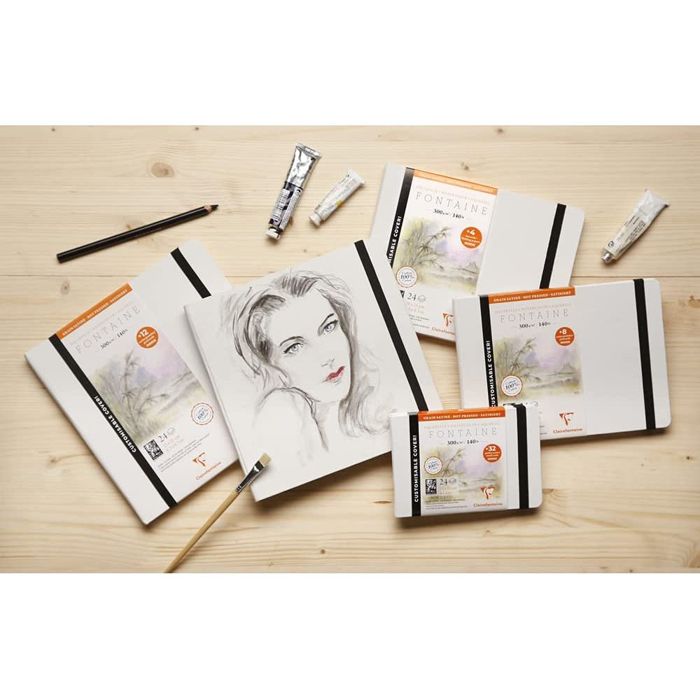 Watercolour Fontaine sketchbook - Clairefontaine - hot pressed, A5, 300 g, 24 sheets