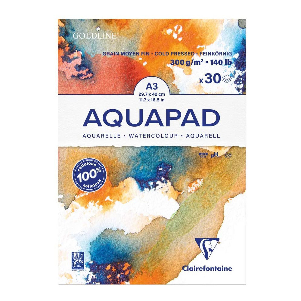 Blok do akwareli Aquapad Watercolour - Clairefontaine - cold pressed A3, 300 g 30 ark.