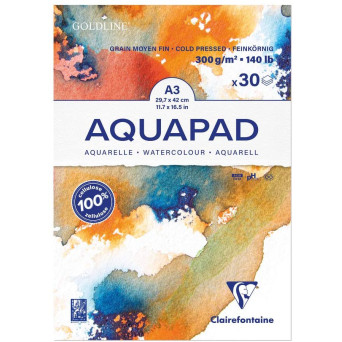 Blok do akwareli Aquapad Watercolour - Clairefontaine - cold pressed A3, 300 g 30 ark.