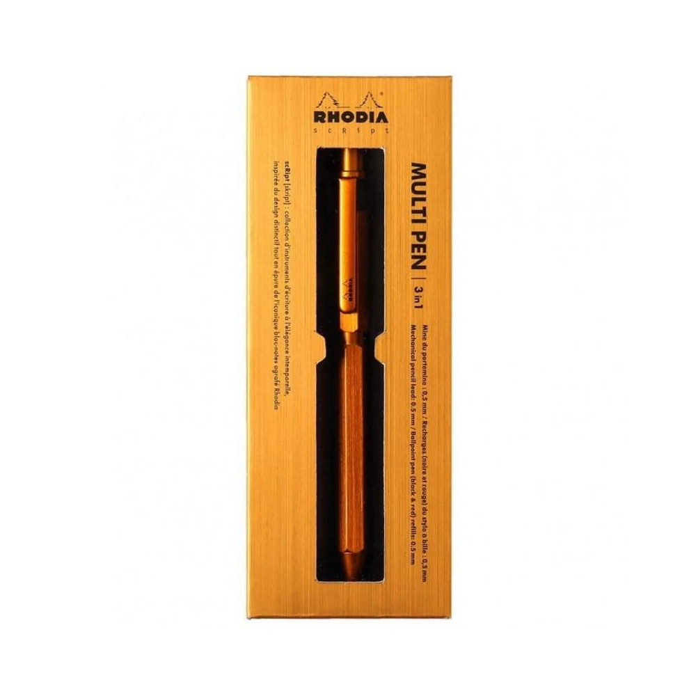 Multipen scRipt 3in1, 2 ballpoint pens + 1 pencil - Rhodia - orange, 0,5 mm