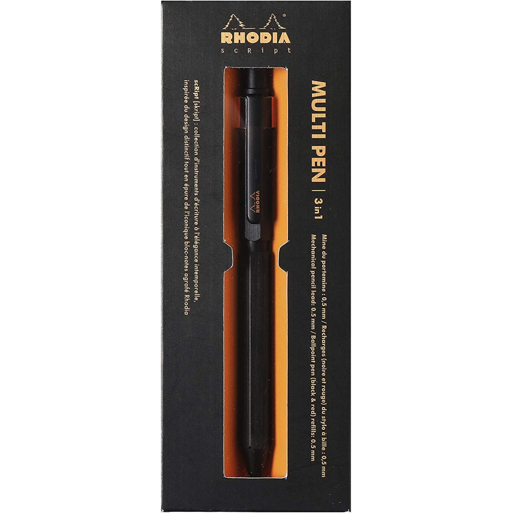Multipen scRipt 3in1, 2 ballpoint pens + 1 pencil - Rhodia - black, 0,5 mm