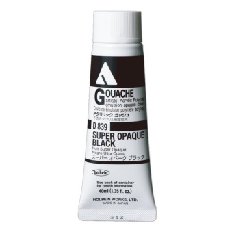 Farba gwasz Acryla Gouache - Holbein - Super Opaque Black, 40 ml