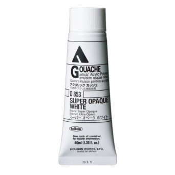 Acryla Gouache paint - Holbein - Super Opaque White, 40 ml
