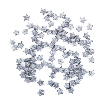 Stars with glitter - DpCraft - silver, 96 pcs