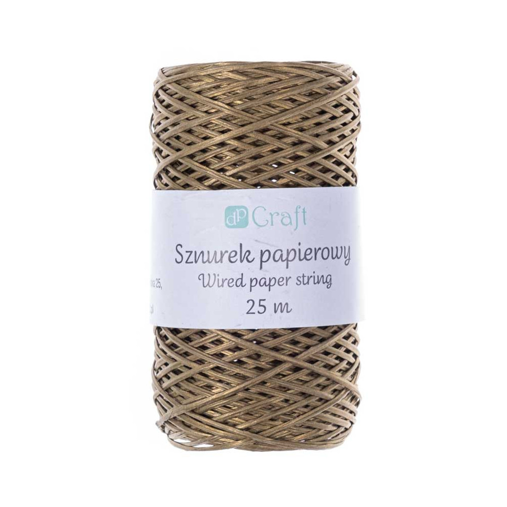 Sznurek papierowy - DpCraft - złoty, 25 m