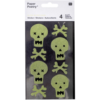 Naklejki fluorescencyjne - Paper Poetry - Czaszki, 32 szt.