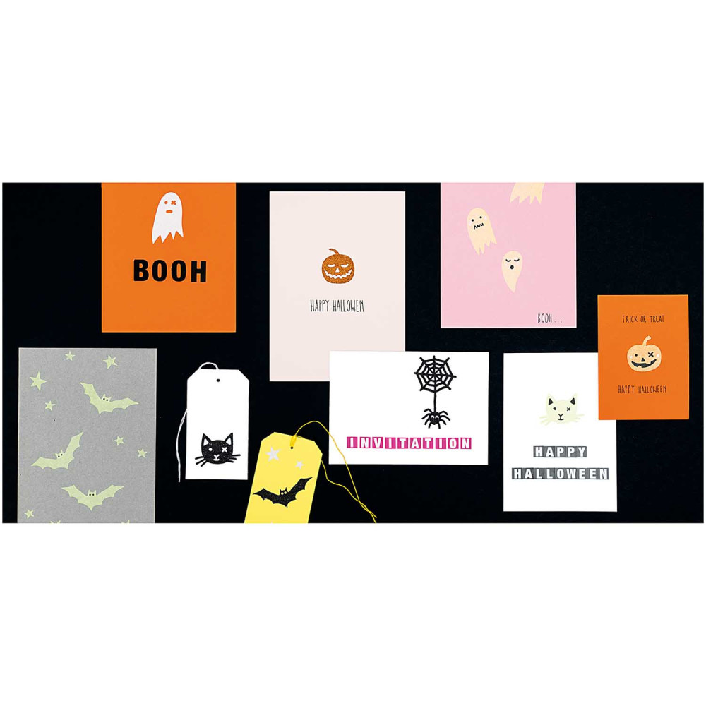 Naklejki halloweenowe z brokatem - Paper Poetry - Czaszki, 8 szt.