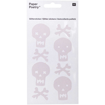 Halloween Glitter stickers - Paper Poetry - Skulls, 8 pcs