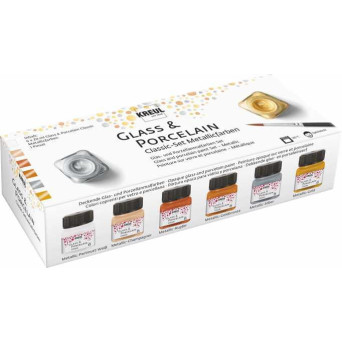 Zestaw farb do szkła i porcelany - Kreul - Metallic, 6 kolorów x 20 ml