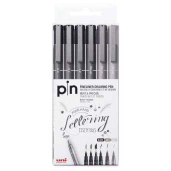 Set of Fineliner Pin 200 Drawing Pen - Uni - 6 pcs