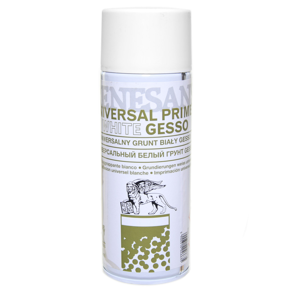 Gesso do farb olejnych i akrylowych w sprayu - Renesans - białe, 400 ml