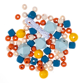 Wooden beads - DpCraft - Dusty Pastel, 80 pcs