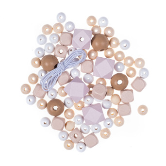 Wooden beads - DpCraft - Nude, 80 pcs