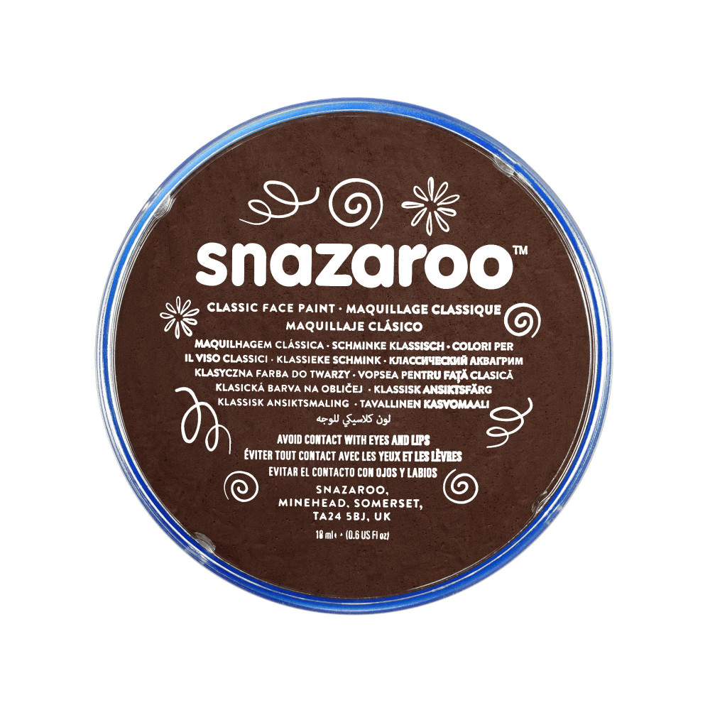 Farba do malowania twarzy - Snazaroo - Dark Brown, 18 ml