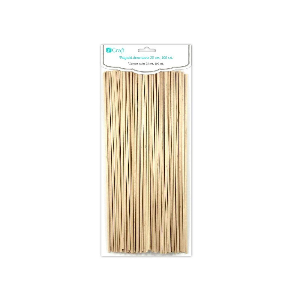 Patyczki drewniane, naturalne - DpCraft - 25 cm, 100 szt.
