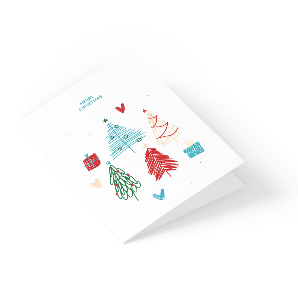 Greeting card - Eökke - Christmas trees and gifts, 12 x 17 cm