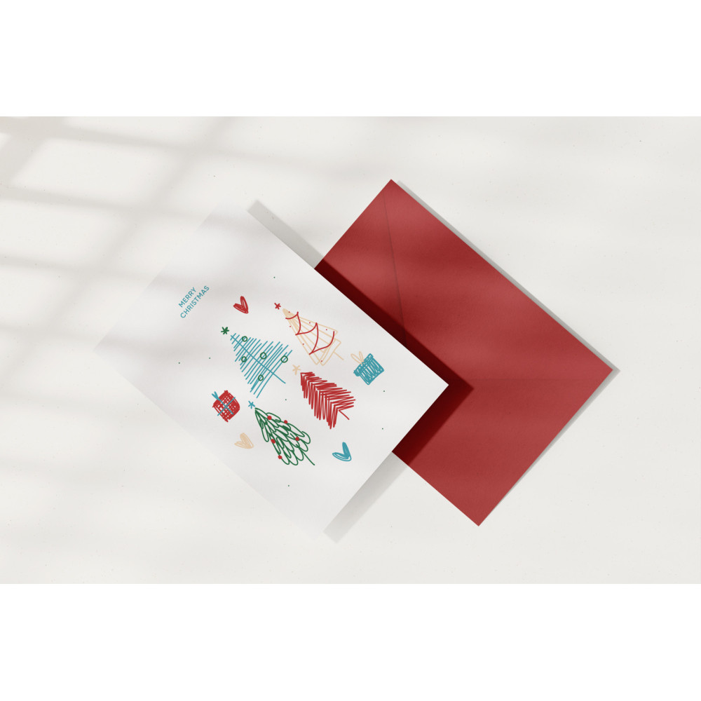 Greeting card - Eökke - Christmas trees and gifts, 12 x 17 cm