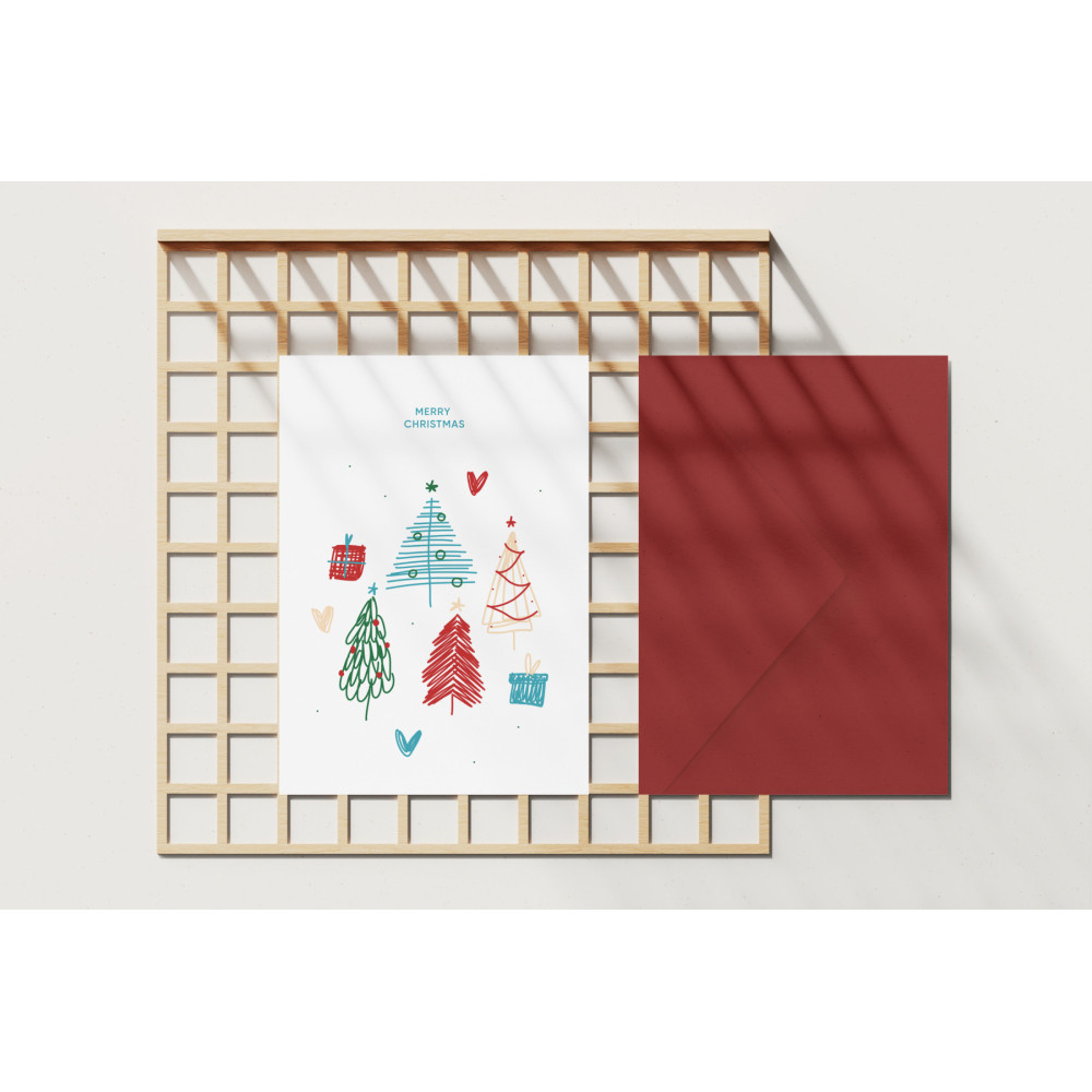 Greeting card - Eökke - Christmas trees and gifts, 12 x 17 cm