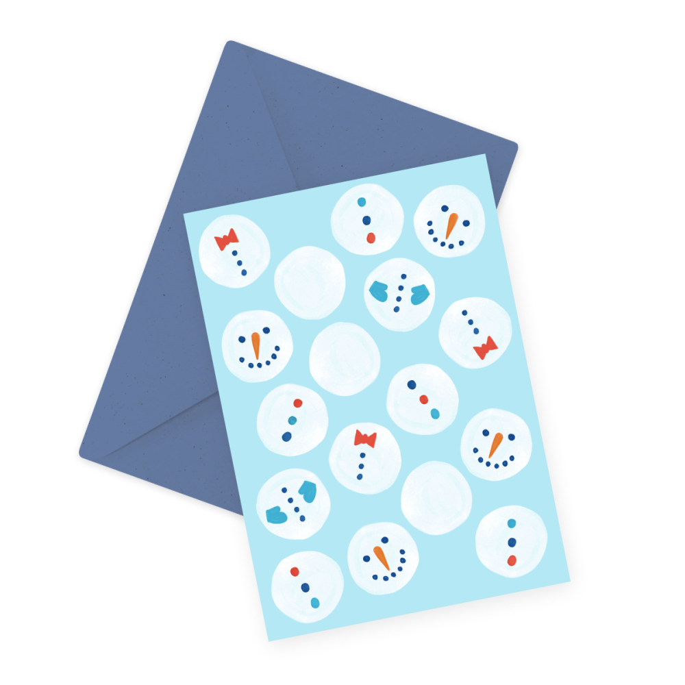 Greeting card - Eökke - Snowmans, 12 x 17 cm