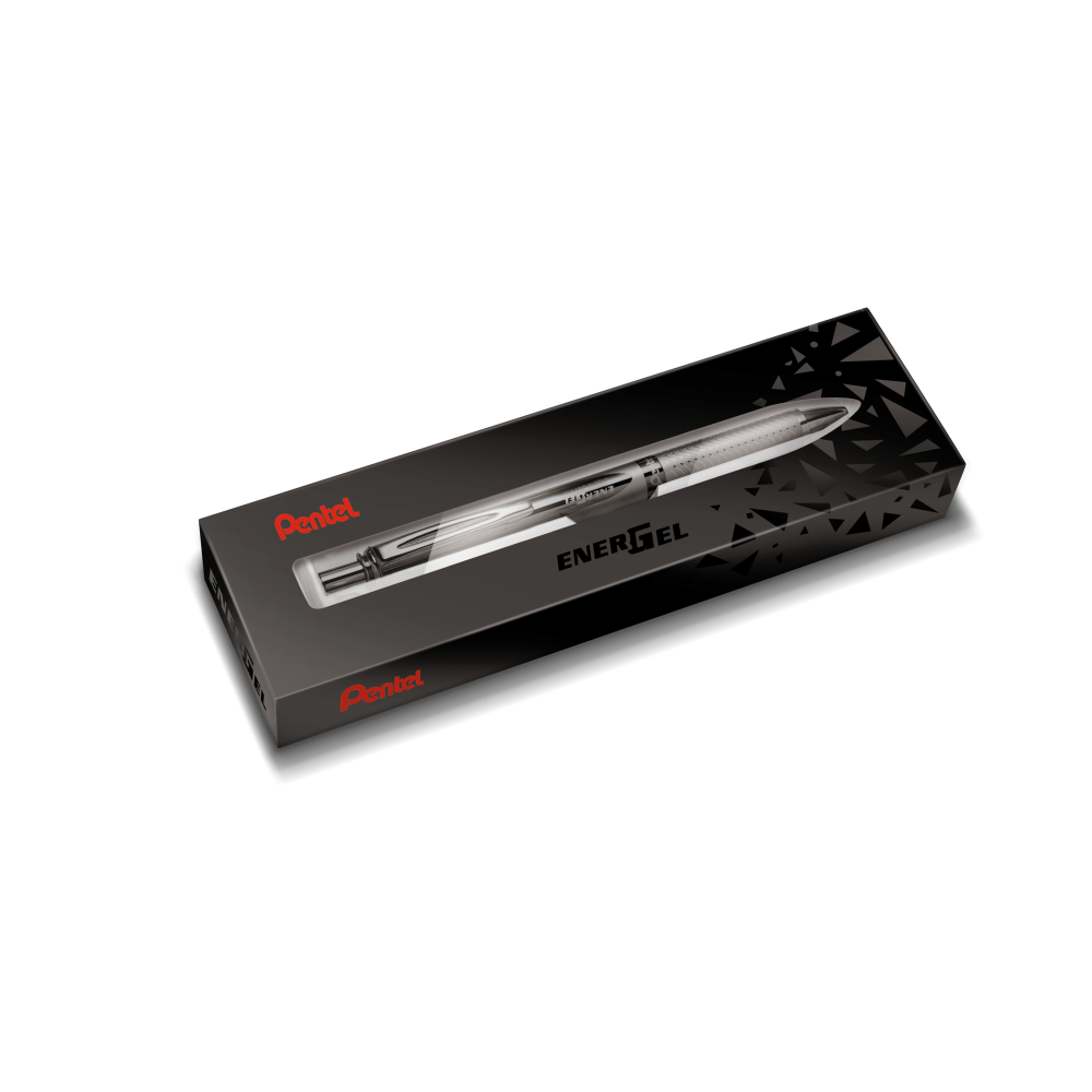 Rollerball pen EnerGel, aluminium - Pentel - metallic black, 0,7 mm