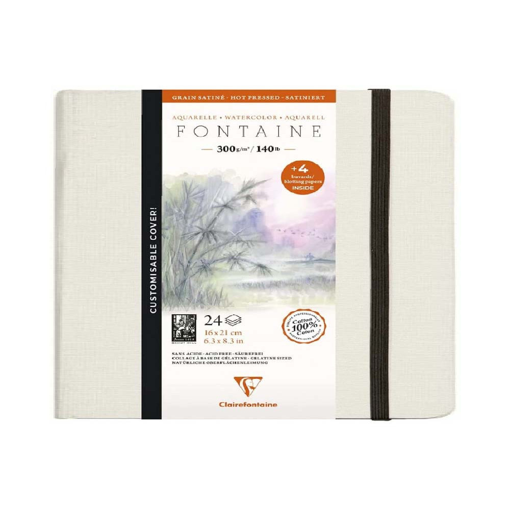 Szkicownik do akwareli Fontaine Watercolour - Clairefontaine - hot pressed, 16 x 21 cm, 300 g, 24 ark.