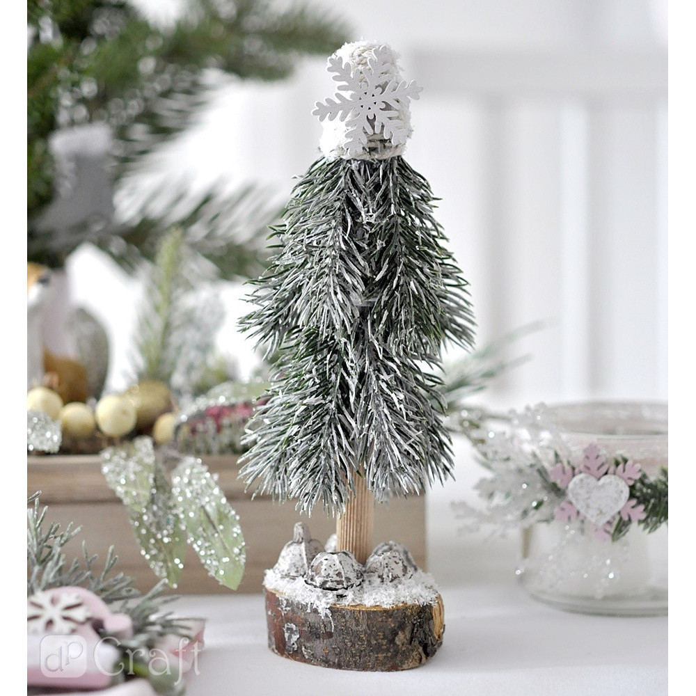 Whitened fir twigs - DpCraft - 9,5 cm, 6 pcs