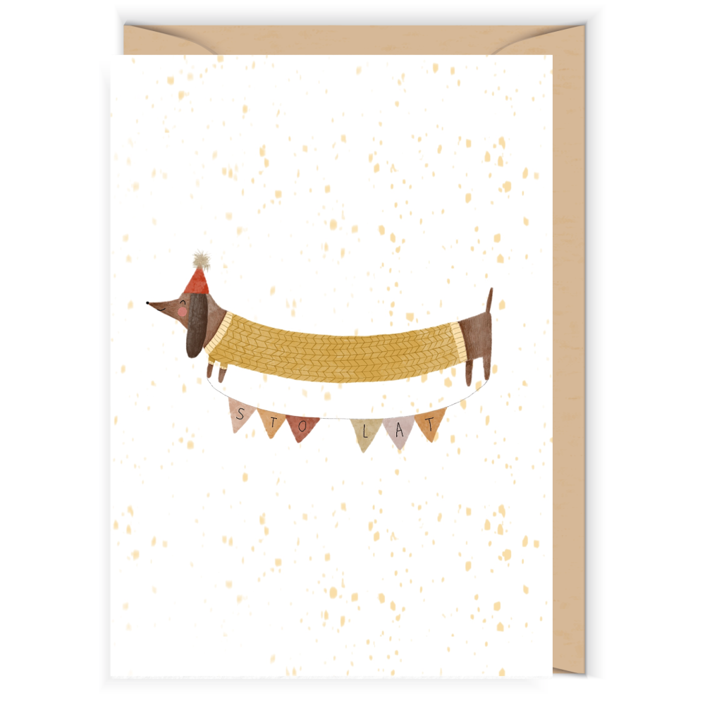 Greeting card - Cudowianki - Jamnik jubilat, 12 x 17 cm