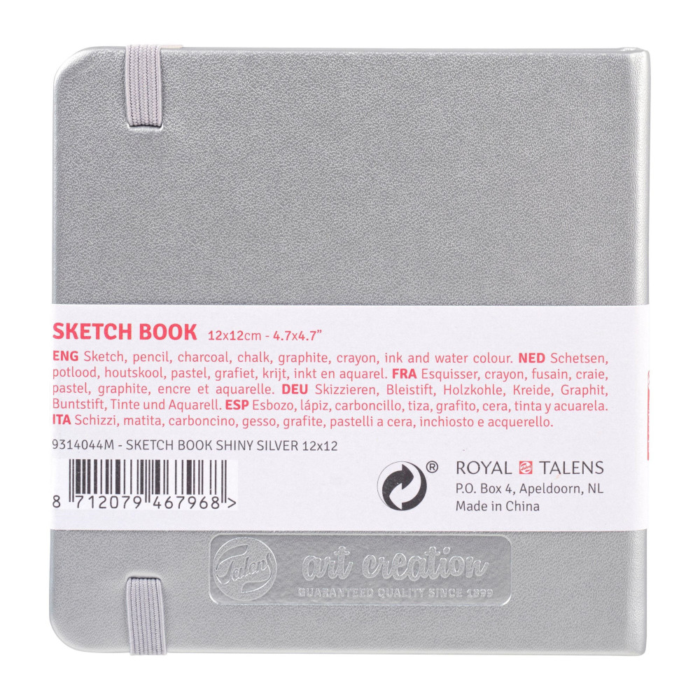 Szkicownik 12 x 12 cm - Talens Art Creation - Shiny Silver, 140 g, 80 ark.