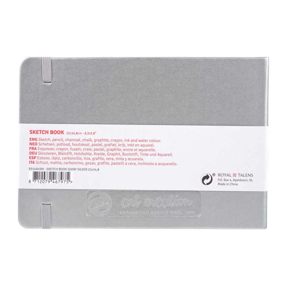 Sketch Book 21 x 14,8 cm - Talens Art Creation - Shiny Silver, 140 g, 80 sheets