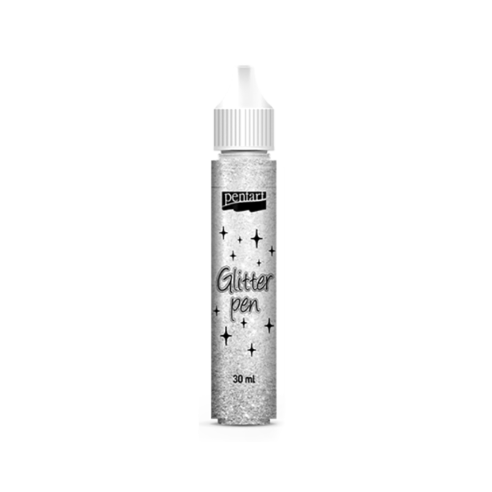 Pisak brokatowy Glitter Pen - Pentart - srebrny, 30 ml