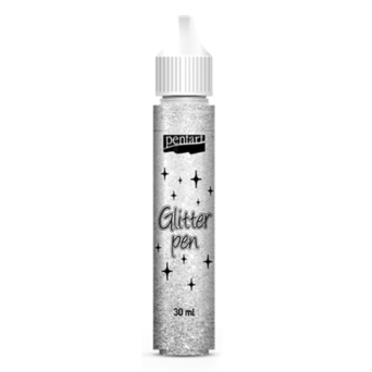 Pisak brokatowy Glitter Pen - Pentart - srebrny, 30 ml