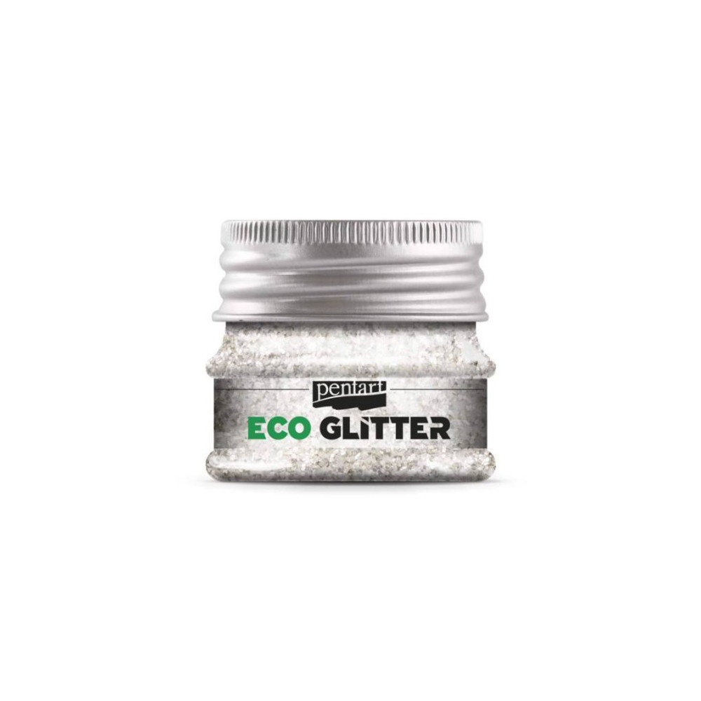Eko brokat sypki Eco Glitter - Pentart - srebrny, drobny, 15 g