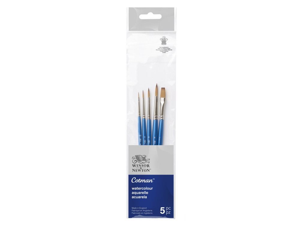 Set of Cotman watercolor brushes - Winsor & Newton - short handle, 5 pcs