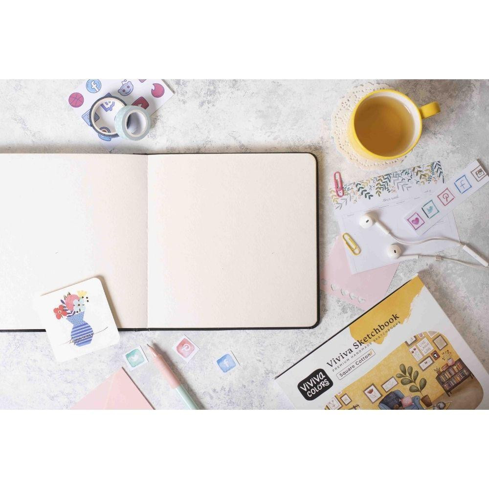 Szkicownik Cotton - Viviva Colors - kremowy, 19 x 19 cm, 300 g, 20 ark.