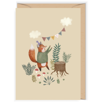 Kartka okolicznościowa - Cudowianki - Lisek jubilat, 12 x 17 cm