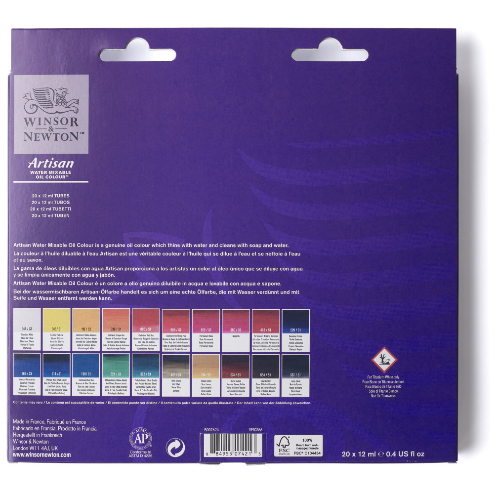 Zestaw farb olejnych w tubkach Artisan - Winsor & Newton - 20 kolorów x 12 ml
