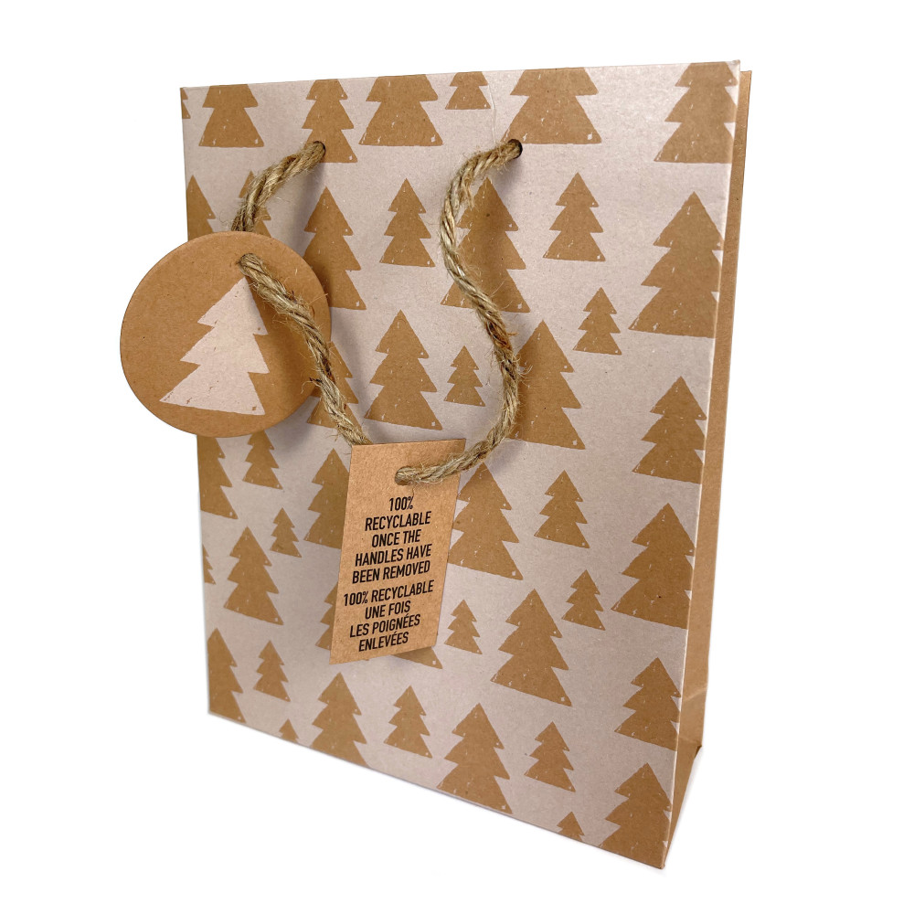 Torebka na prezenty, Choinki - Clairefontaine - kraft, 17 x 6 x 22 cm