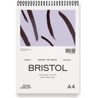 Bristol spiral paper pad - PaperConcept - smooth A4 190 g 40 sheets