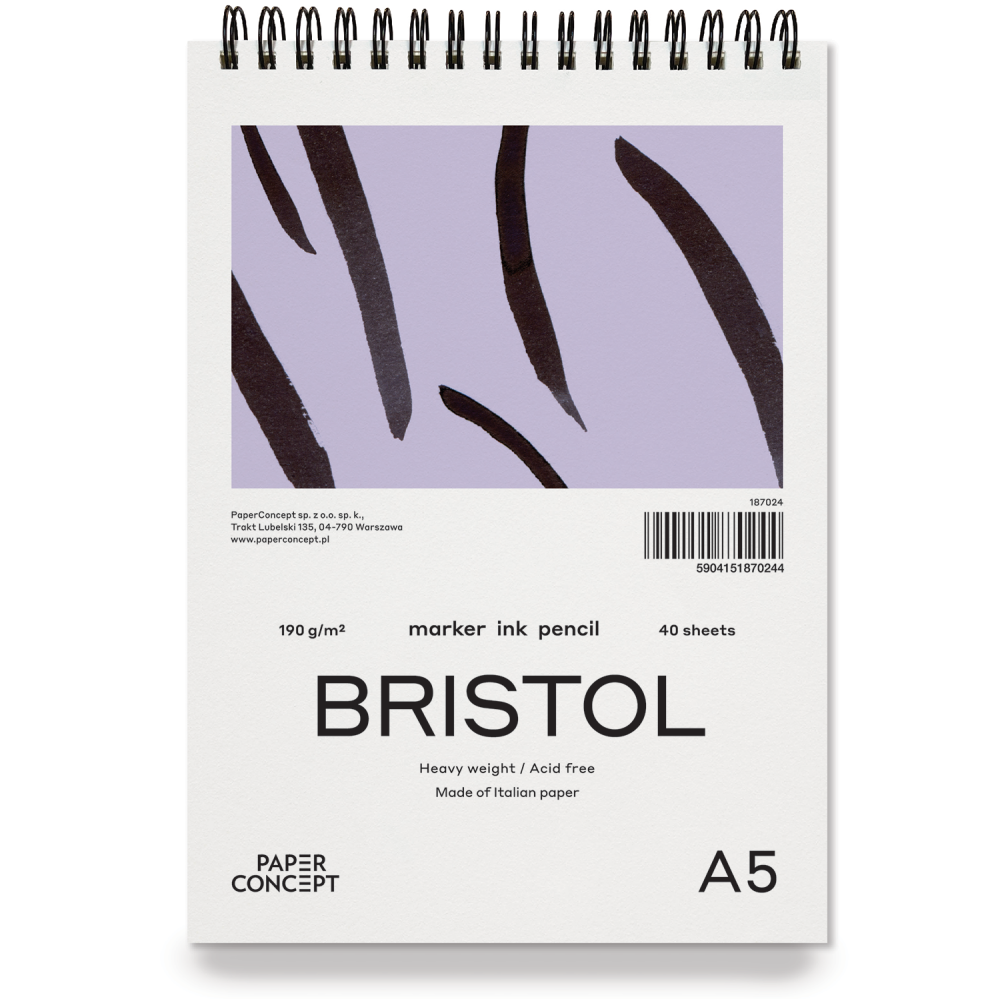 Blok do kredek i tuszu Bristol na spirali - PaperConcept - smooth A5 190 g 40 ark.