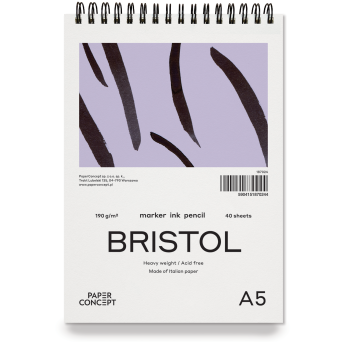 Blok do kredek i tuszu Bristol na spirali - PaperConcept - smooth A5 190 g 40 ark.